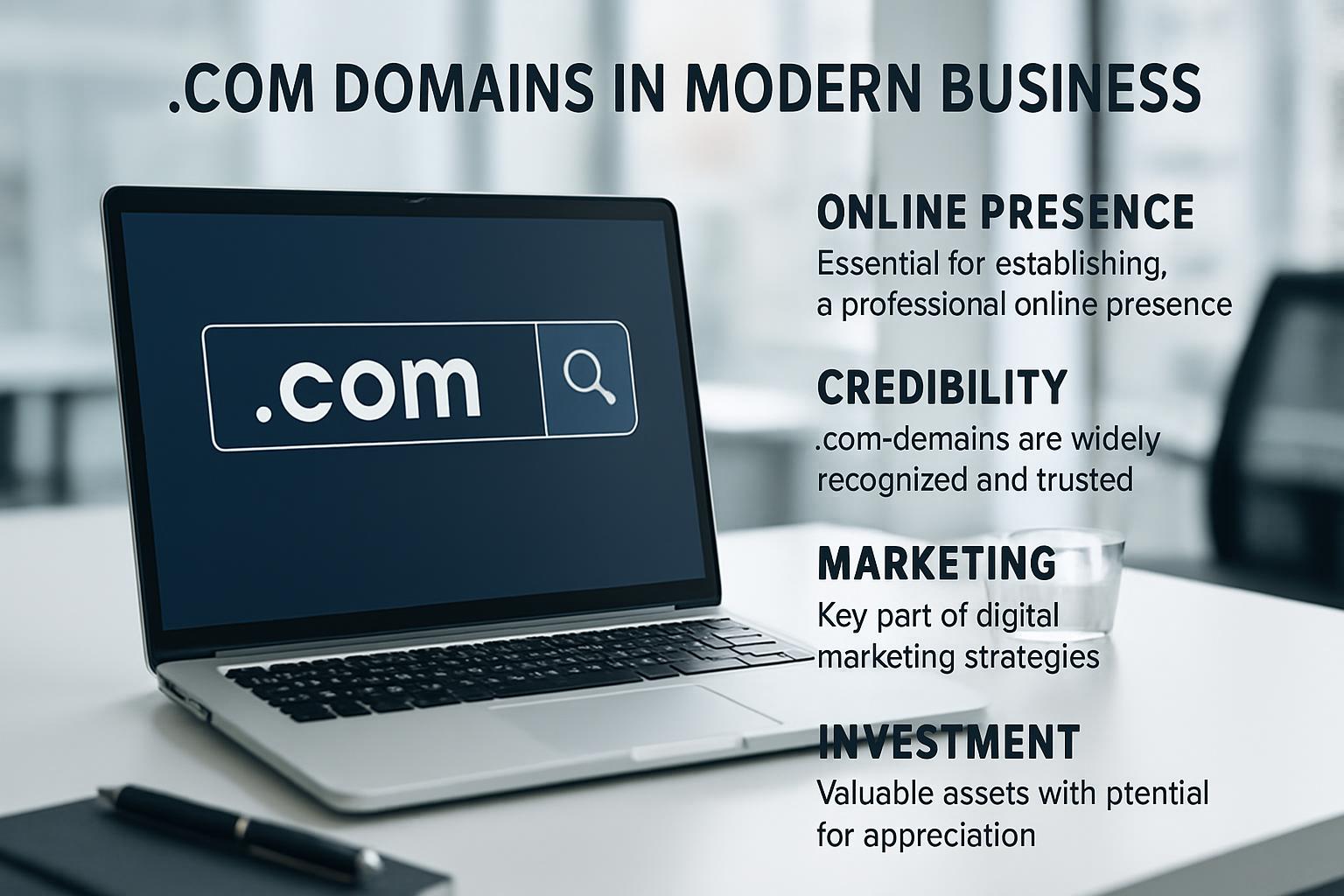 Importancia de los dominios .com para emprendimientos emergentes